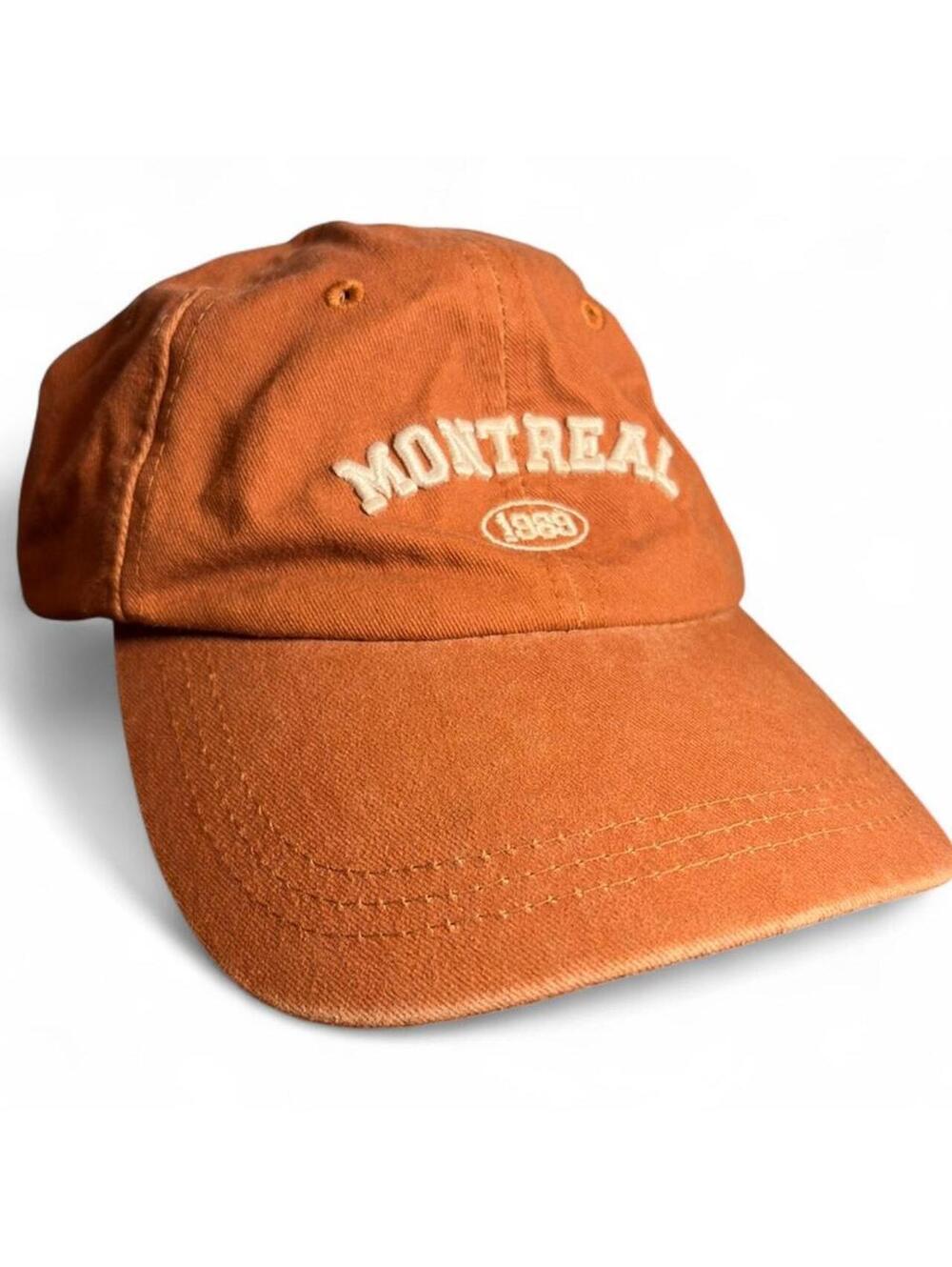 Fall Hat Orange Adjustable Baseball Cap with Montreal 1989 Embroidery, Very Good